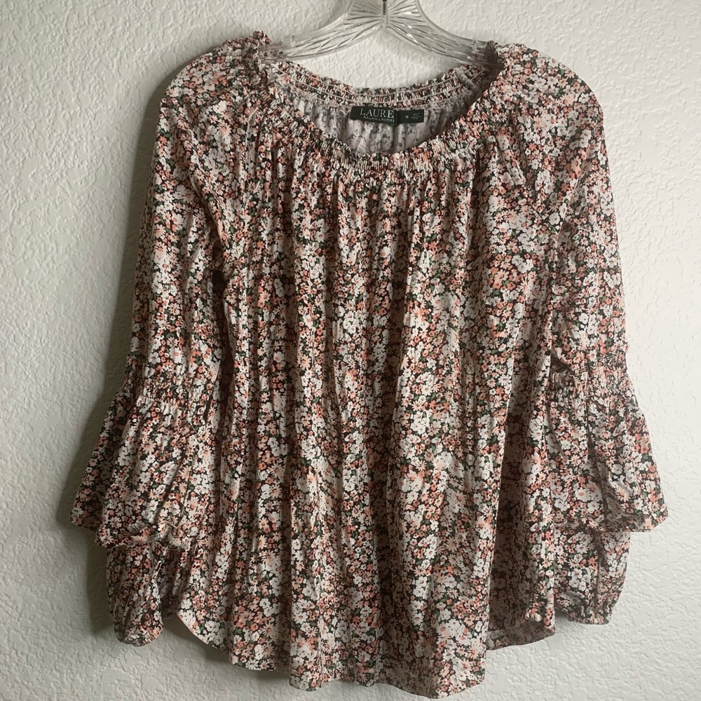 Lauren Ralph Lauren Floral Blouse - Pink and White